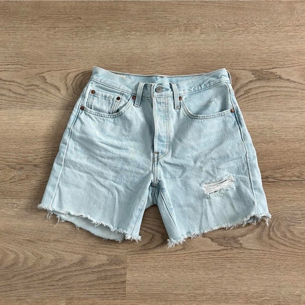 Levi’s 501 Light Wash Distressed Denim Cutoff Shorts